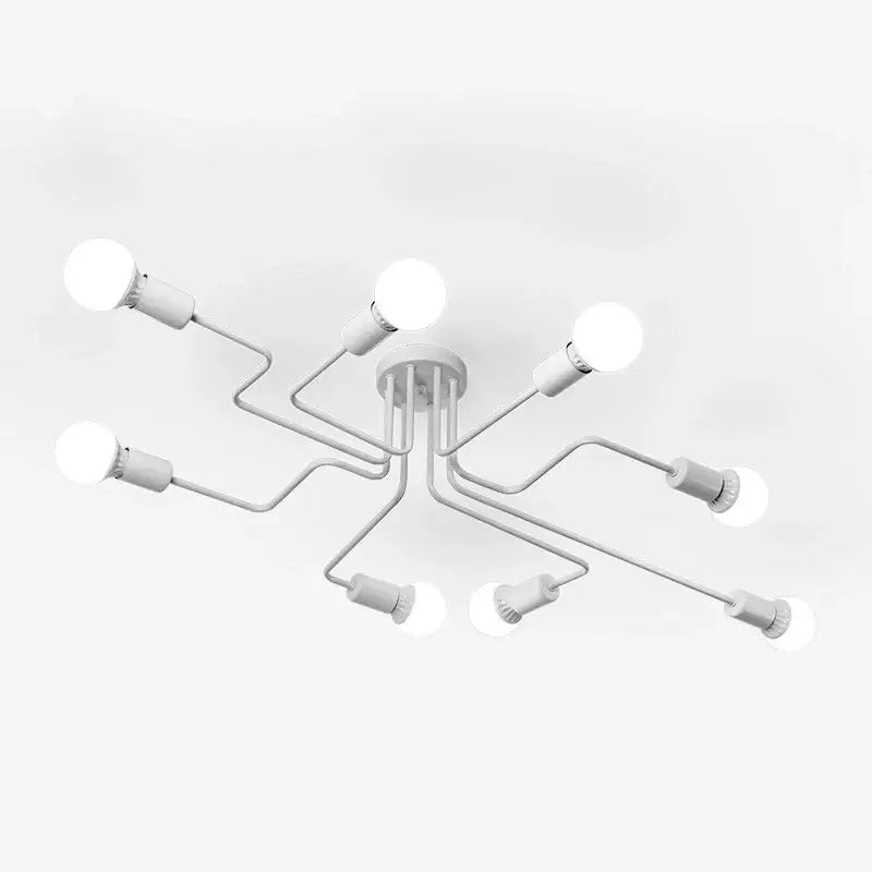 Wrought Iron Ceiling Fixture flush mount multi-light, white metal arms, Decorbites on Tampa Home & Garden Store