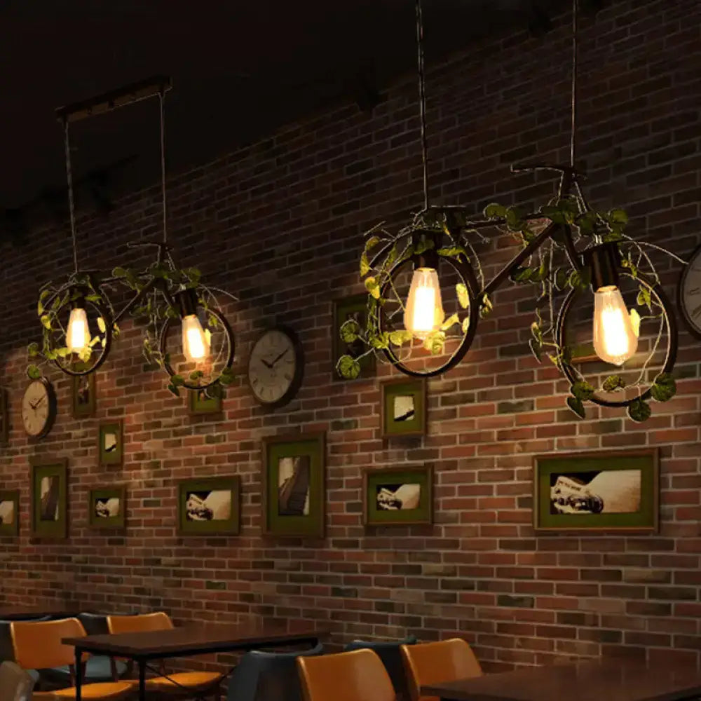 Black bicycle ceiling light with circular metal frame and warm Edison bulb, set of 3 Decorbites on Tampa Home & Garden Store