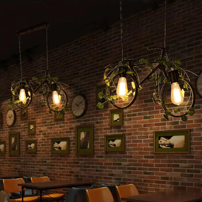 Black bicycle ceiling light with circular metal frame and warm Edison bulb, set of 3 Decorbites on Tampa Home & Garden Store