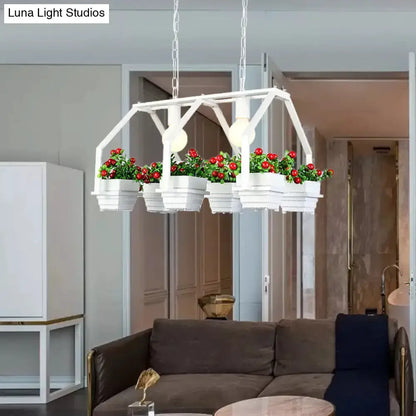 Retro white LED island ceiling light with four planter baskets by Decorbites on Tampa Home & Garden Store