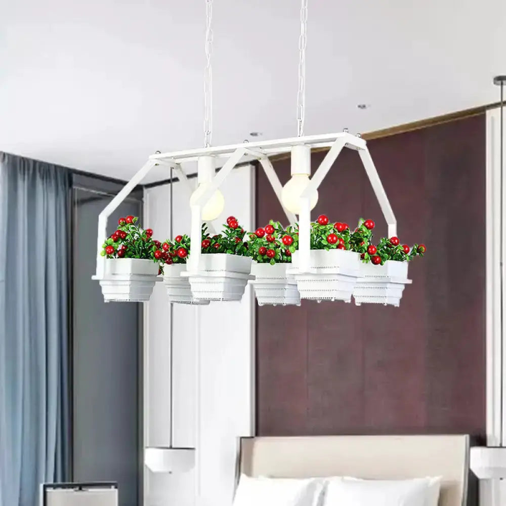 Retro white LED island ceiling light with four planter boxes for dining room Decorbites on Tampa Home & Garden Store
