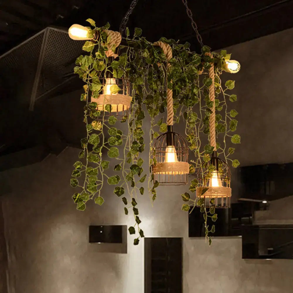 Metal Ivy Island Light pendant lights, three fixtures with ivy garlands by Decorbites on Tampa Home & Garden Store