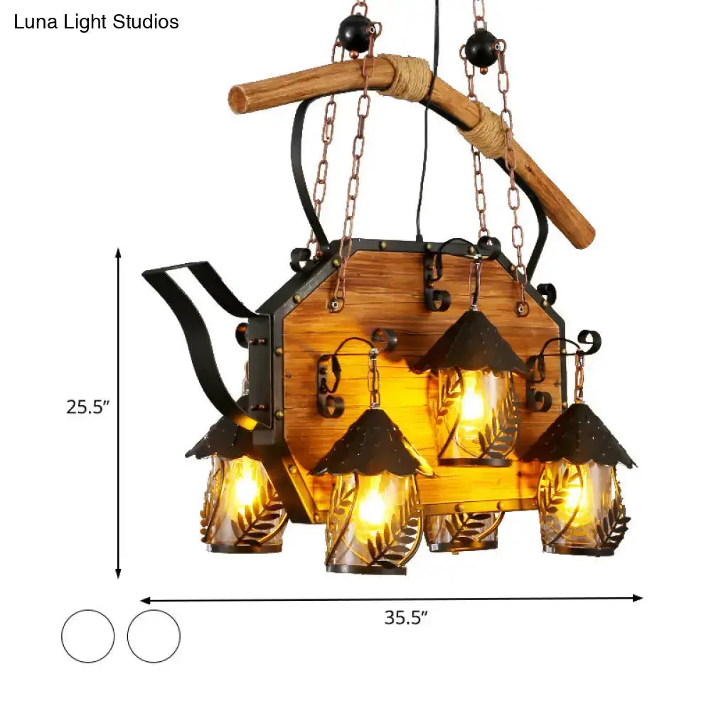Rustic Black Teapot Dining Room Light Fixture