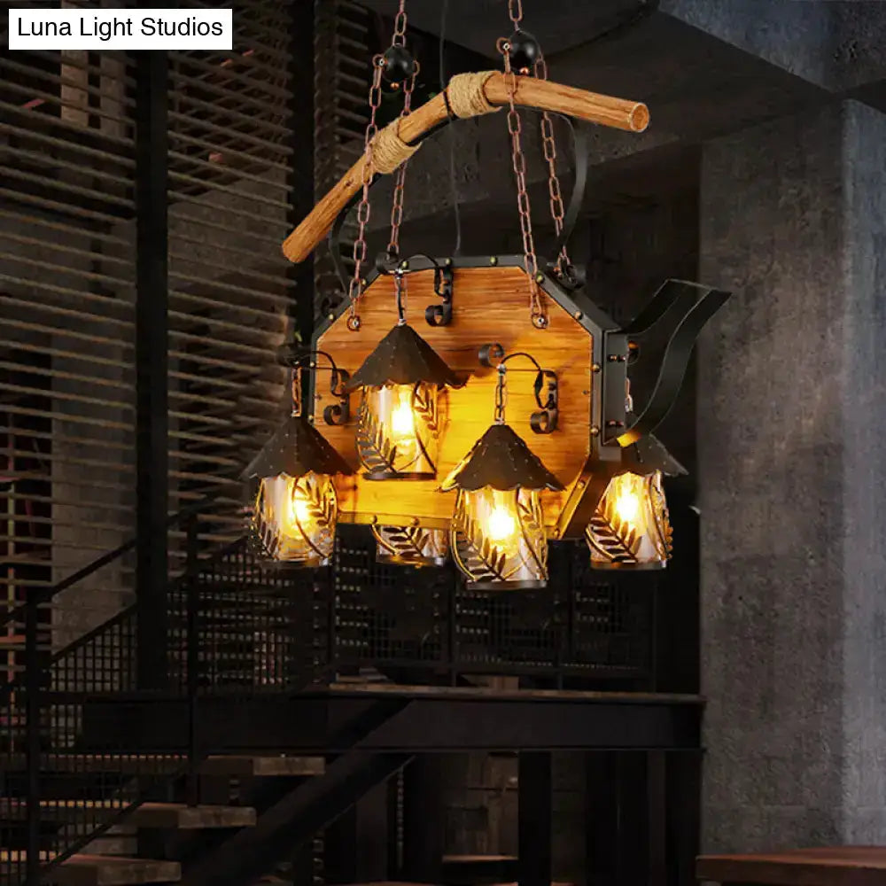 Rustic Black Teapot Dining Room Light Fixture