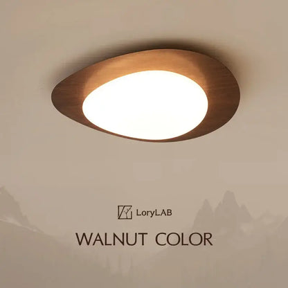 Walnut oval acrylic ceiling light flush mount with white diffuser by LoryLAB on Tampa Home & Garden Store