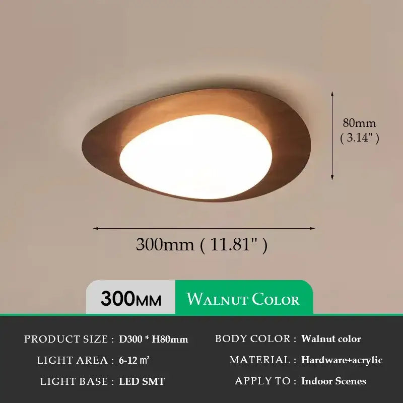 Walnut Oval Acrylic Ceiling Light, Decorbites flush mount, 300mm long x 80mm high, indoor use on Tampa Home & Garden Store