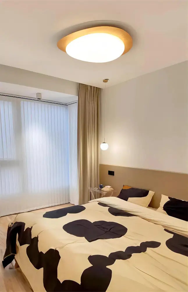 Walnut oval acrylic ceiling light flush mount with white diffuser Decorbites on Tampa Home & Garden Store