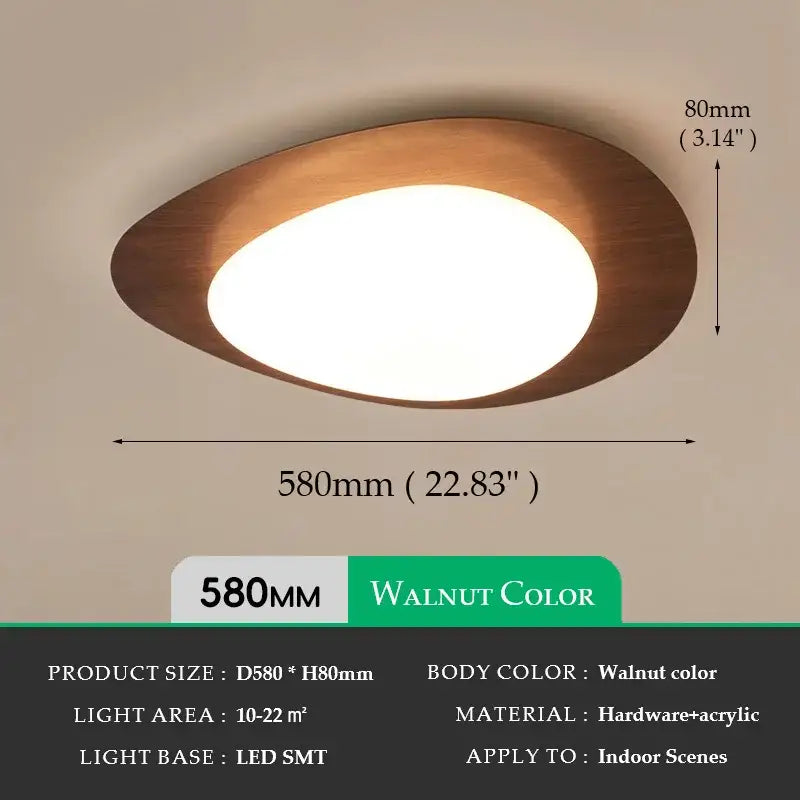 Walnut oval acrylic ceiling light flush mount by Decorbites LED diffuser on Tampa Home & Garden Store