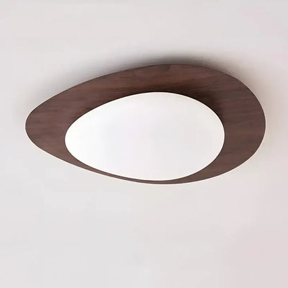 Walnut oval acrylic ceiling light flush mount with white diffuser Decorbites on Tampa Home & Garden Store