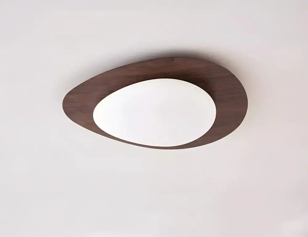 Walnut Oval Acrylic Ceiling Light Decorbites, white diffuser, flush mount on Tampa Home & Garden Store
