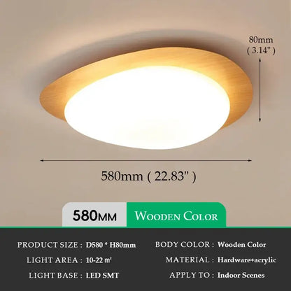 Walnut Oval Acrylic Ceiling Light flush mount by Decorbites wooden color 580mm diameter on Tampa Home & Garden Store