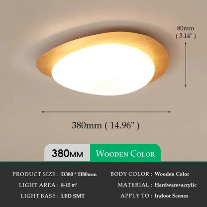 Walnut oval acrylic ceiling light flush mount wooden color Decorbites on Tampa Home & Garden Store
