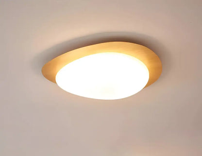 Walnut oval acrylic ceiling light flush mount by Decorbites with warm white diffuser on Tampa Home & Garden Store