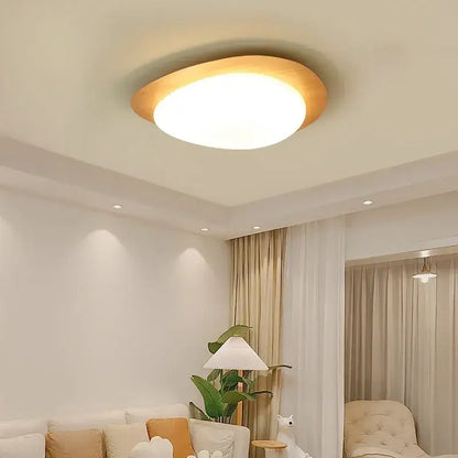 Walnut oval acrylic ceiling light flush mount, white diffuser, Decorbites on Tampa Home & Garden Store