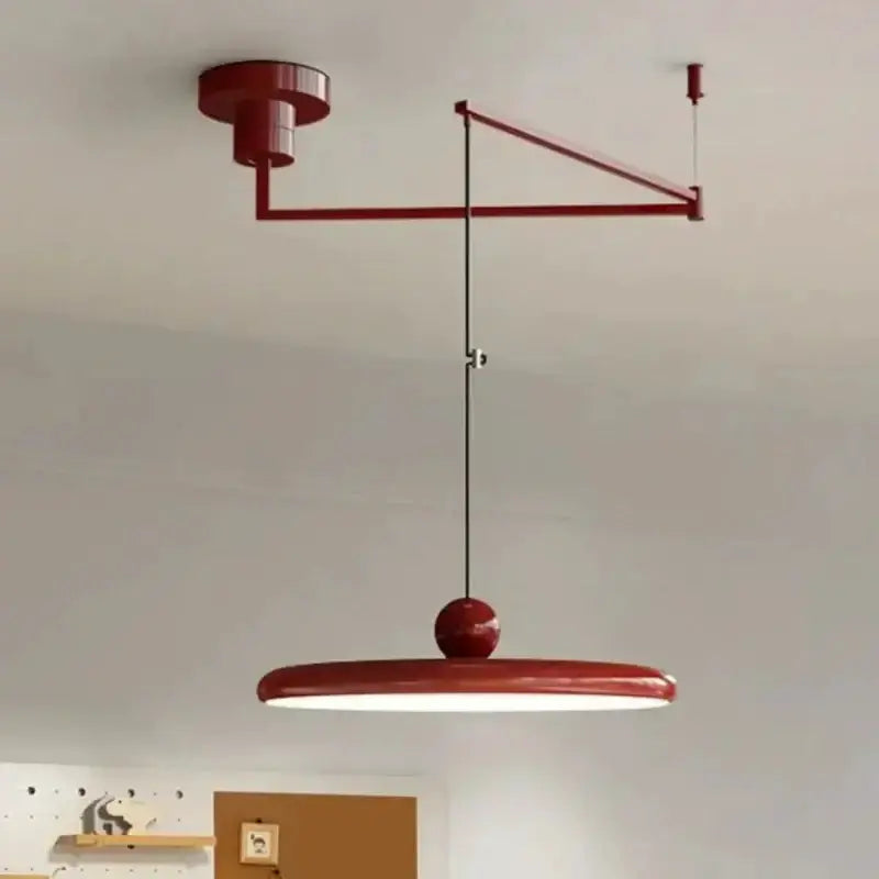 Modern red rotatable LED pendant light with adjustable arm by Decorbites on Tampa Home & Garden Store