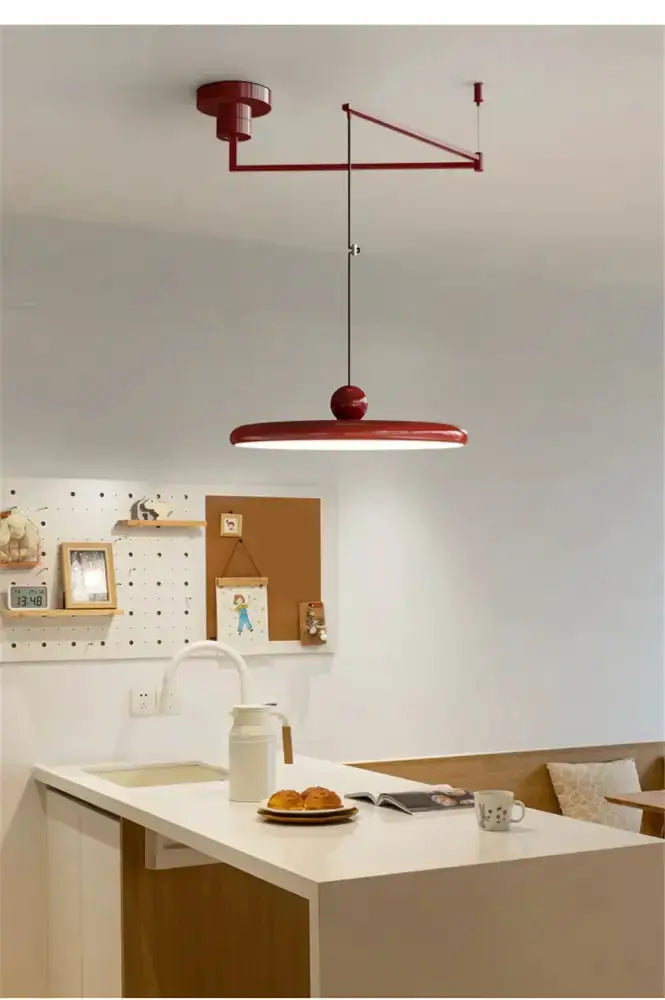 Modern red rotatable LED pendant light by Decorbites with adjustable kitchen arm on Tampa Home & Garden Store
