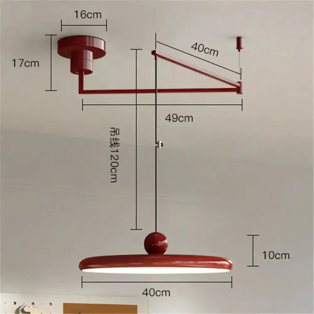 Modern red rotatable LED pendant light with adjustable kitchen arm 40cm span on Tampa Home & Garden Store