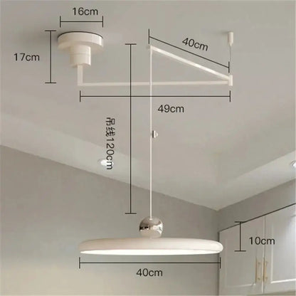 Decorbites modern rotatable LED pendant light with adjustable arm and white 40cm diameter disc on Tampa Home & Garden Store