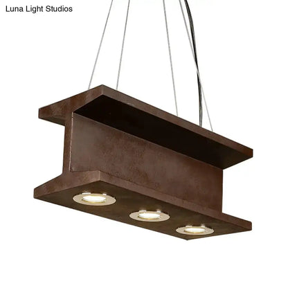Industrial brown metal 3-bulb pendant light with E26/E27 sockets for kitchen island, Decorbites on Tampa Home & Garden Store