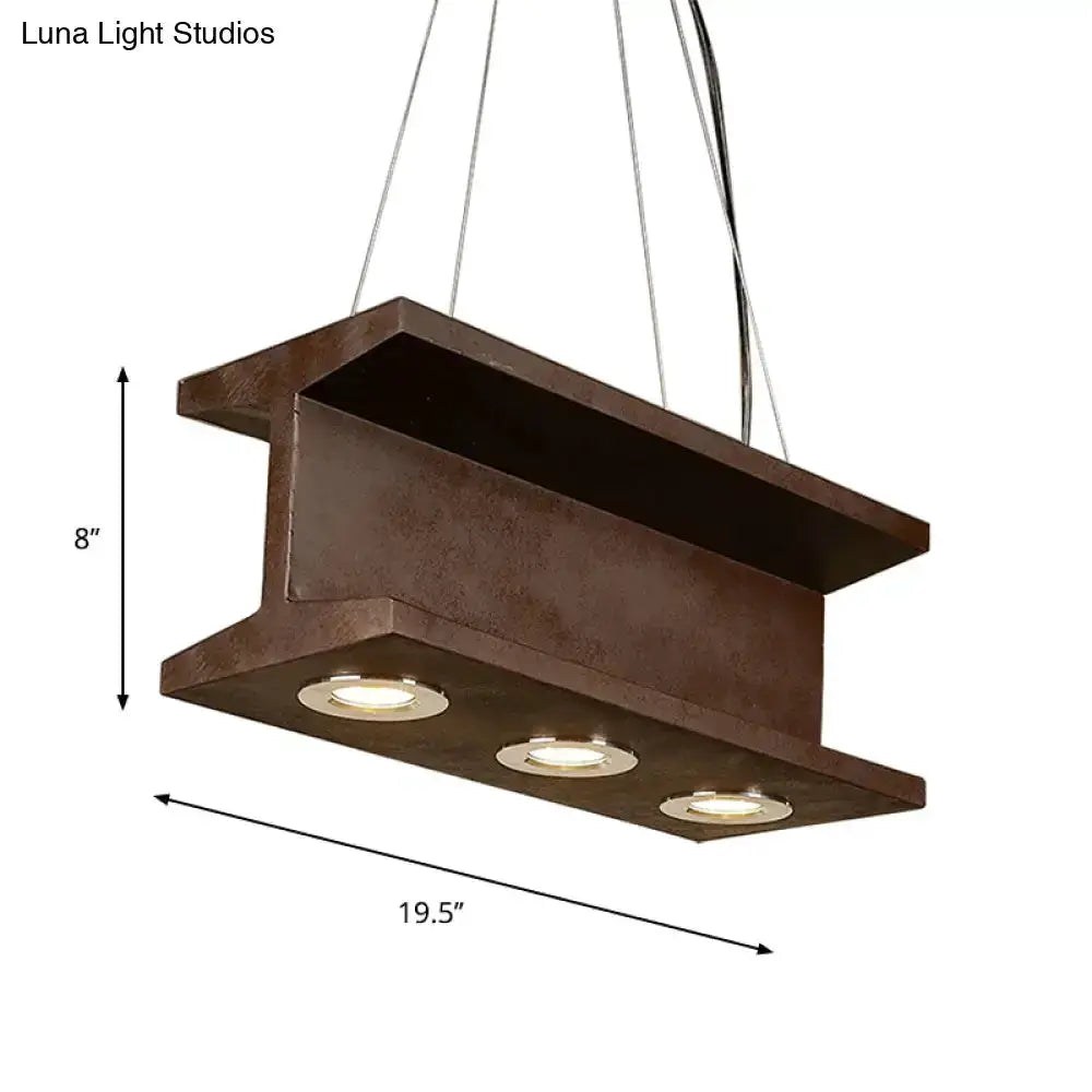 Industrial brown metal 3-bulb pendant light (E26/E27) for kitchen island on Tampa Home & Garden Store
