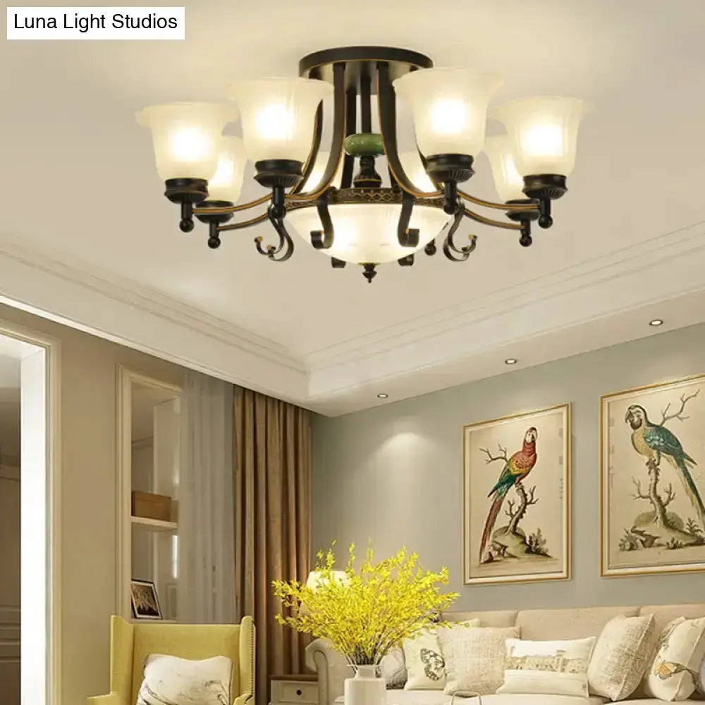 Rustic black & gold glass flower ceiling light fixture for living room by Decorbites on Tampa Home & Garden Store