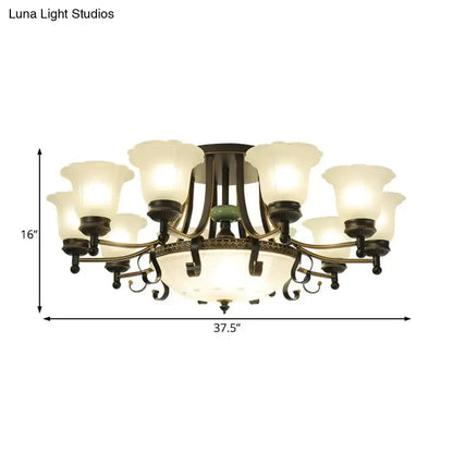 Chandelier rustic black and gold glass flower ceiling light fixture Decorbites living room on Tampa Home & Garden Store