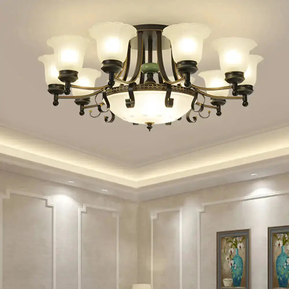 Rustic black & gold glass flower ceiling light fixture for living room by Decorbites on Tampa Home & Garden Store