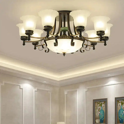 Rustic black & gold glass flower ceiling light fixture for living room by Decorbites on Tampa Home & Garden Store