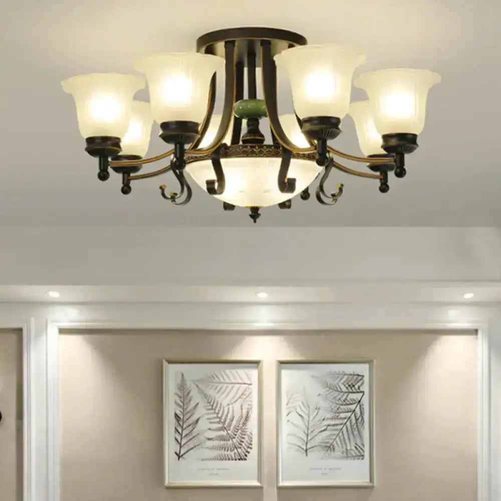 Decorbites black & gold glass flower ceiling light fixture chandelier for living room on Tampa Home & Garden Store