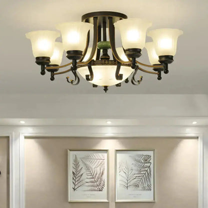 Decorbites black & gold glass flower ceiling light fixture chandelier for living room on Tampa Home & Garden Store