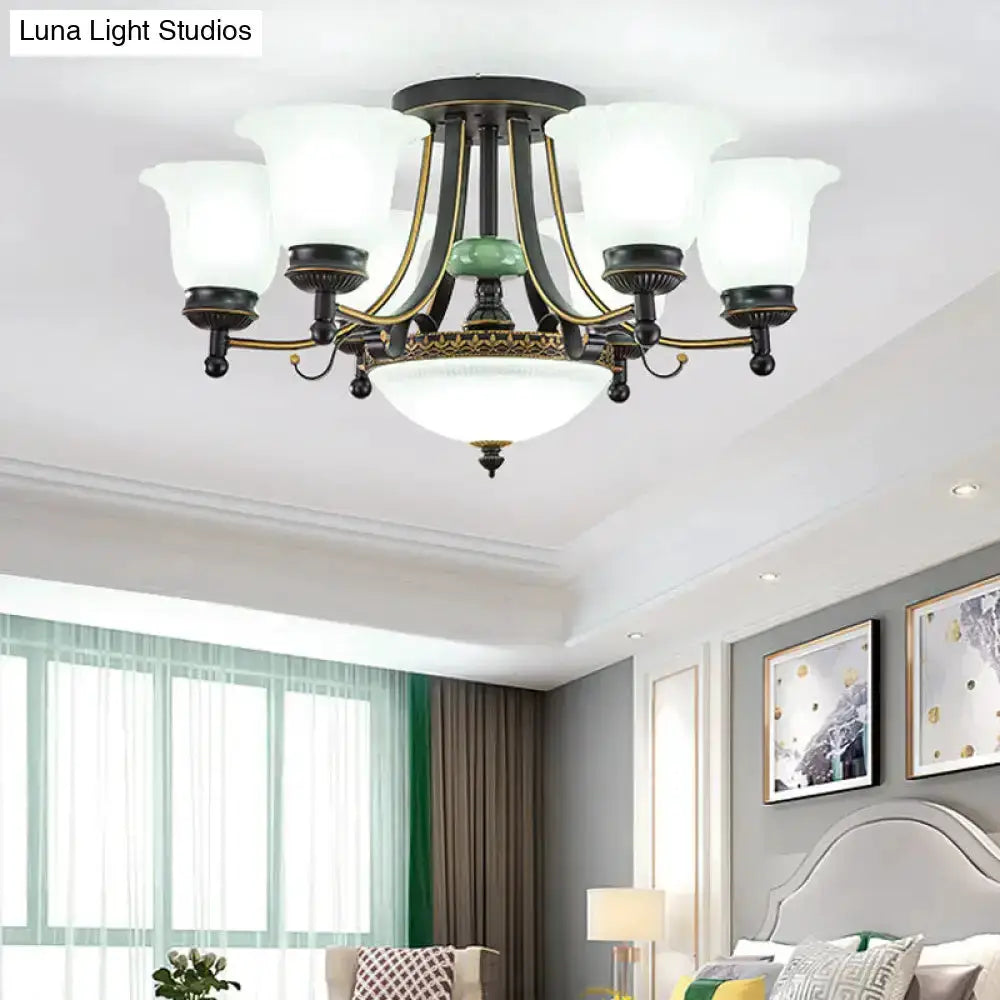 Rustic black & gold glass flower ceiling light fixture Decorbites living room on Tampa Home & Garden Store