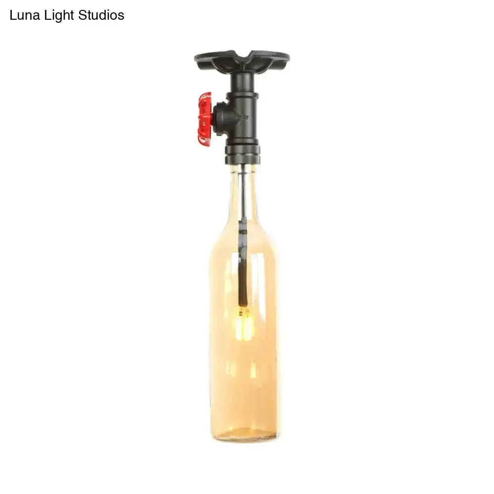 Rustic Bottle Glass Semi Flush Kitchen Lamp