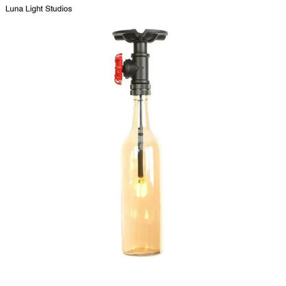Rustic Bottle Glass Semi Flush Kitchen Lamp