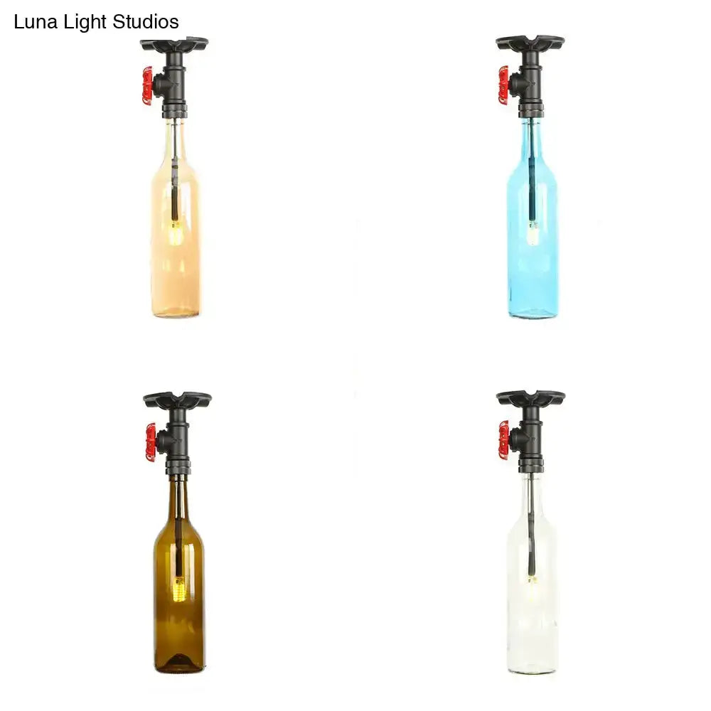 Rustic Bottle Glass Semi Flush Kitchen Lamp