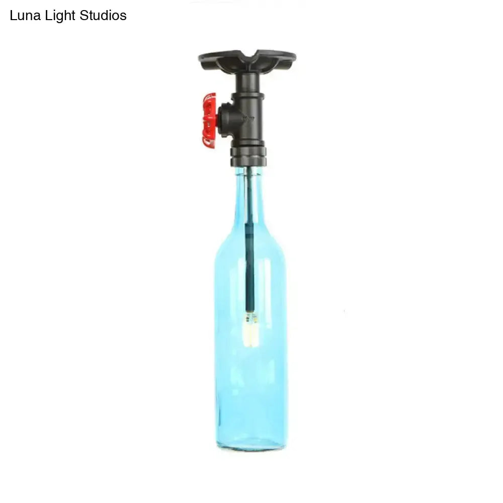 Rustic Bottle Glass Semi Flush Kitchen Lamp
