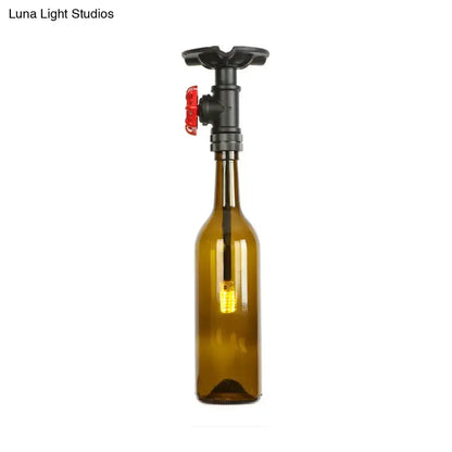 Rustic Bottle Glass Semi Flush Kitchen Lamp