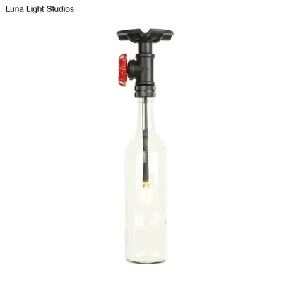 Rustic Bottle Glass Semi Flush Kitchen Lamp