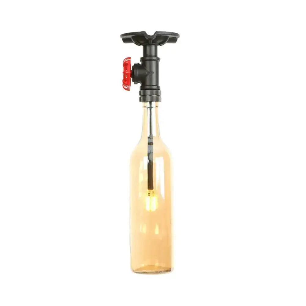 Rustic Bottle Glass Semi Flush Kitchen Lamp