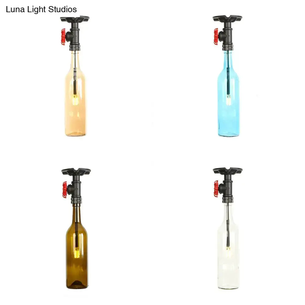 Rustic Bottle Glass Semi Flush Kitchen Lamp