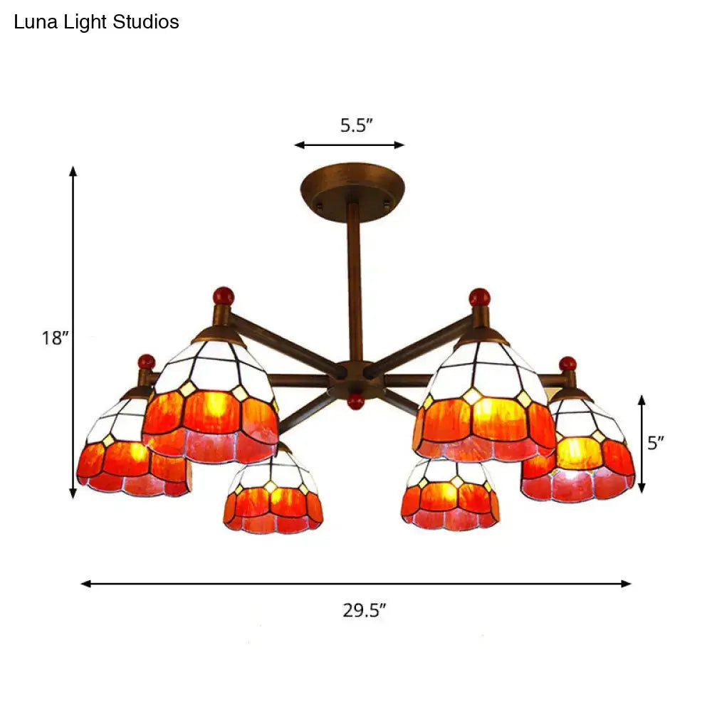 Amber stained glass chandelier with five Tiffany-style shades and bronze finish by Decorbites on Tampa Home & Garden Store