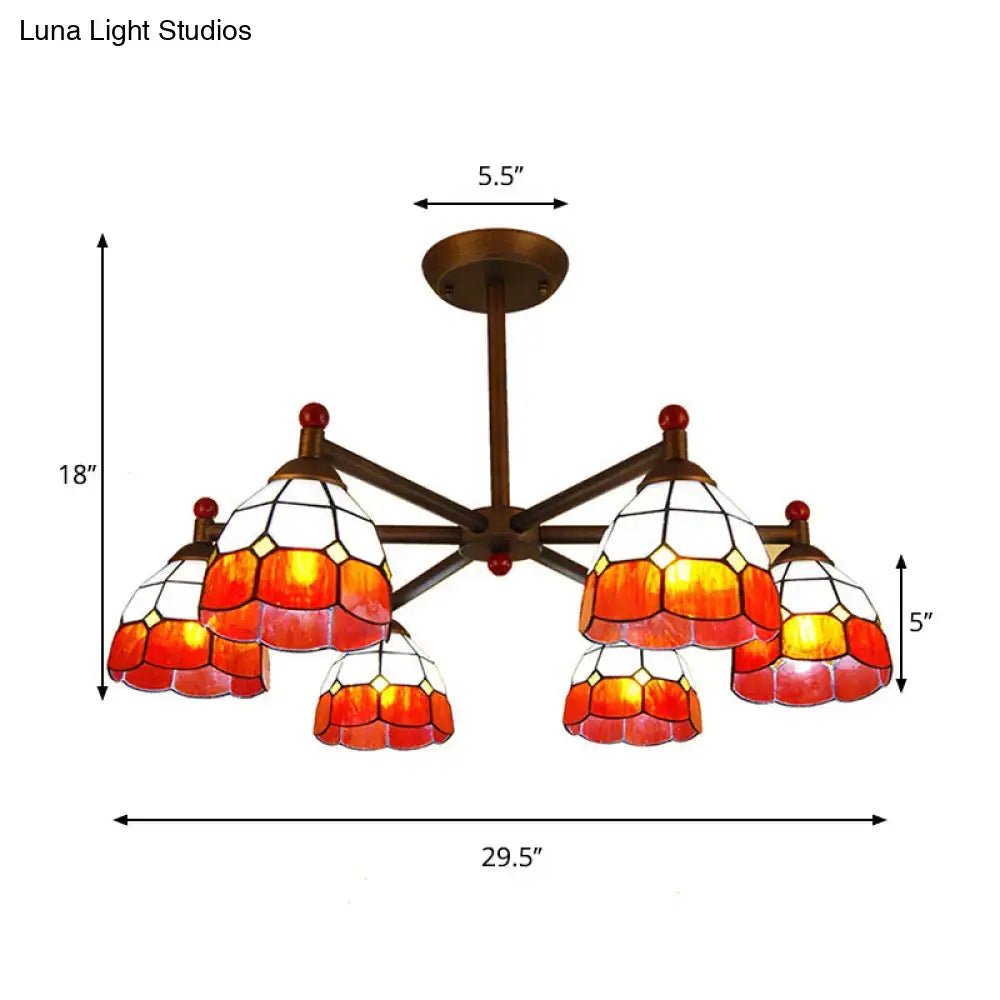 Amber Stained Glass Chandelier by Decorbites with bronze arms and amber stained glass shades on Tampa Home & Garden Store