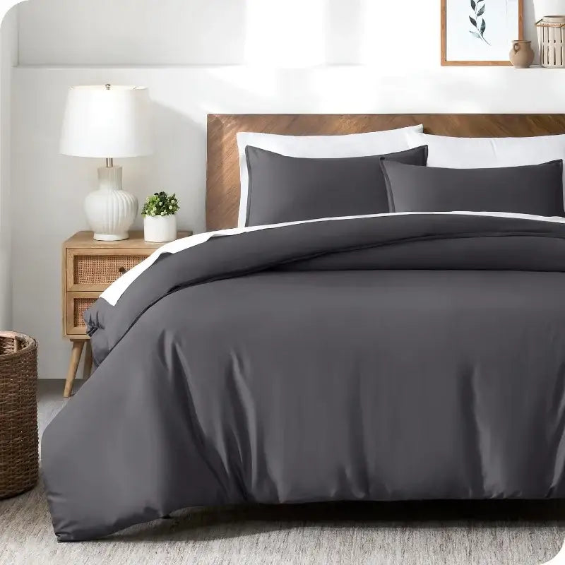 Decorbites blue satin duvet cover set with two matching shams on Tampa Home & Garden Store