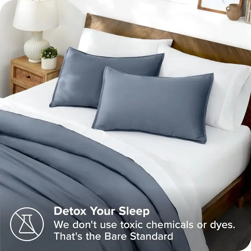 Blue Satin Duvet Cover Set with 2 matching pillow shams by Decorbites, satin finish on Tampa Home & Garden Store