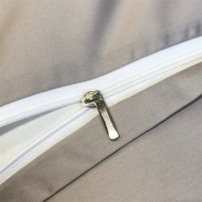 Blue Eucalyptus Duvet Cover zipper detail on gray fabric Decorbites on Tampa Home & Garden Store