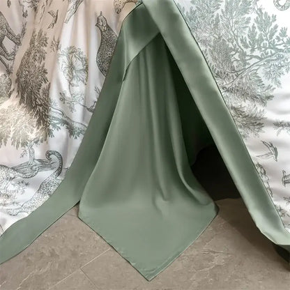 Blue eucalyptus duvet cover by Decorbites, mint-green solid fabric on Tampa Home & Garden Store