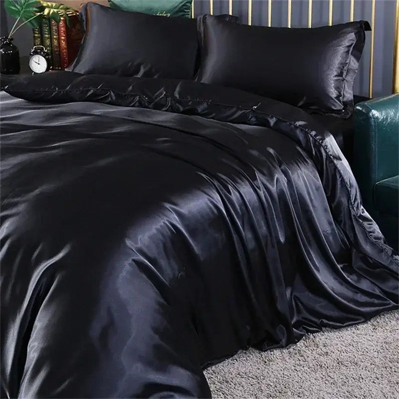 Soft Turquoise Satin Silk and Bedding Set