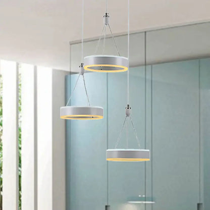 Silver Cluster Ceiling Light by Decorbites with three hanging ring pendants on Tampa Home & Garden Store