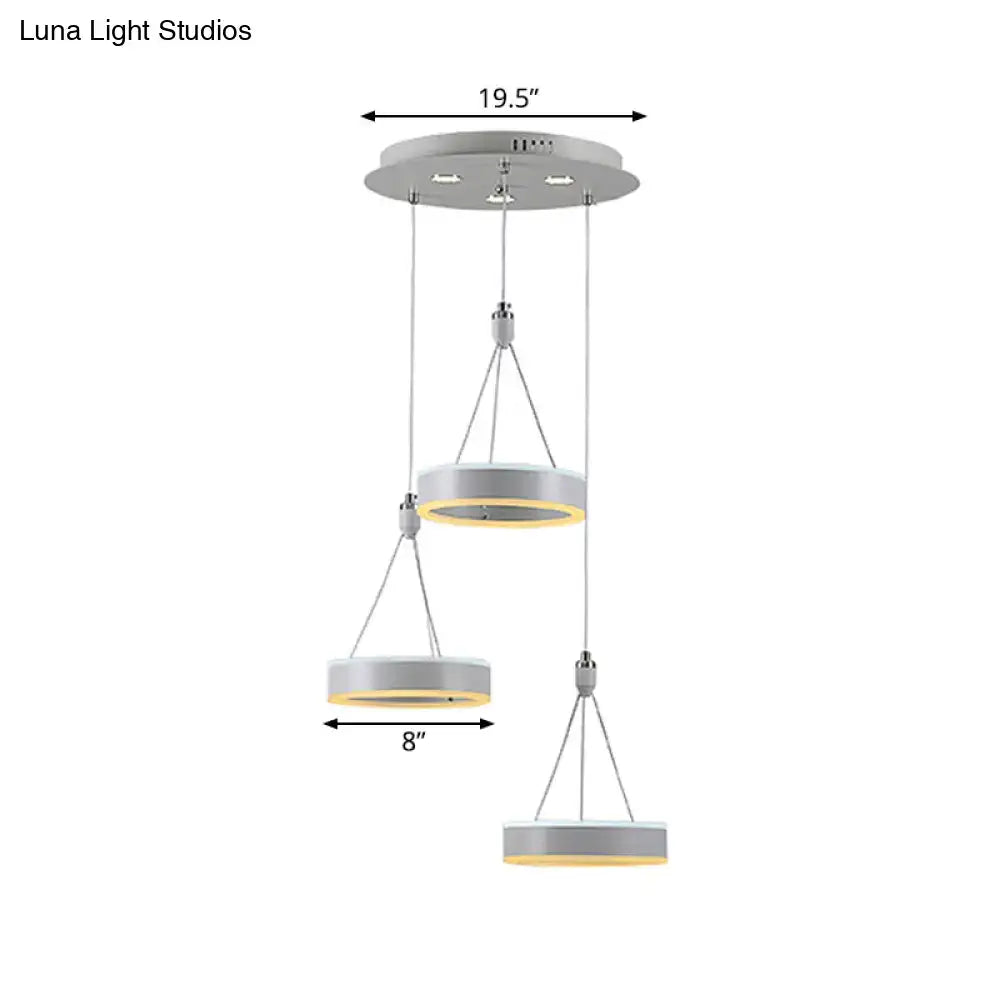 Silver cluster ceiling light with three rings, silver and gold interior, Decorbites on Tampa Home & Garden Store
