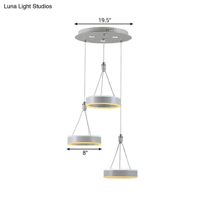 Silver cluster ceiling light with three rings, silver and gold interior, Decorbites on Tampa Home & Garden Store