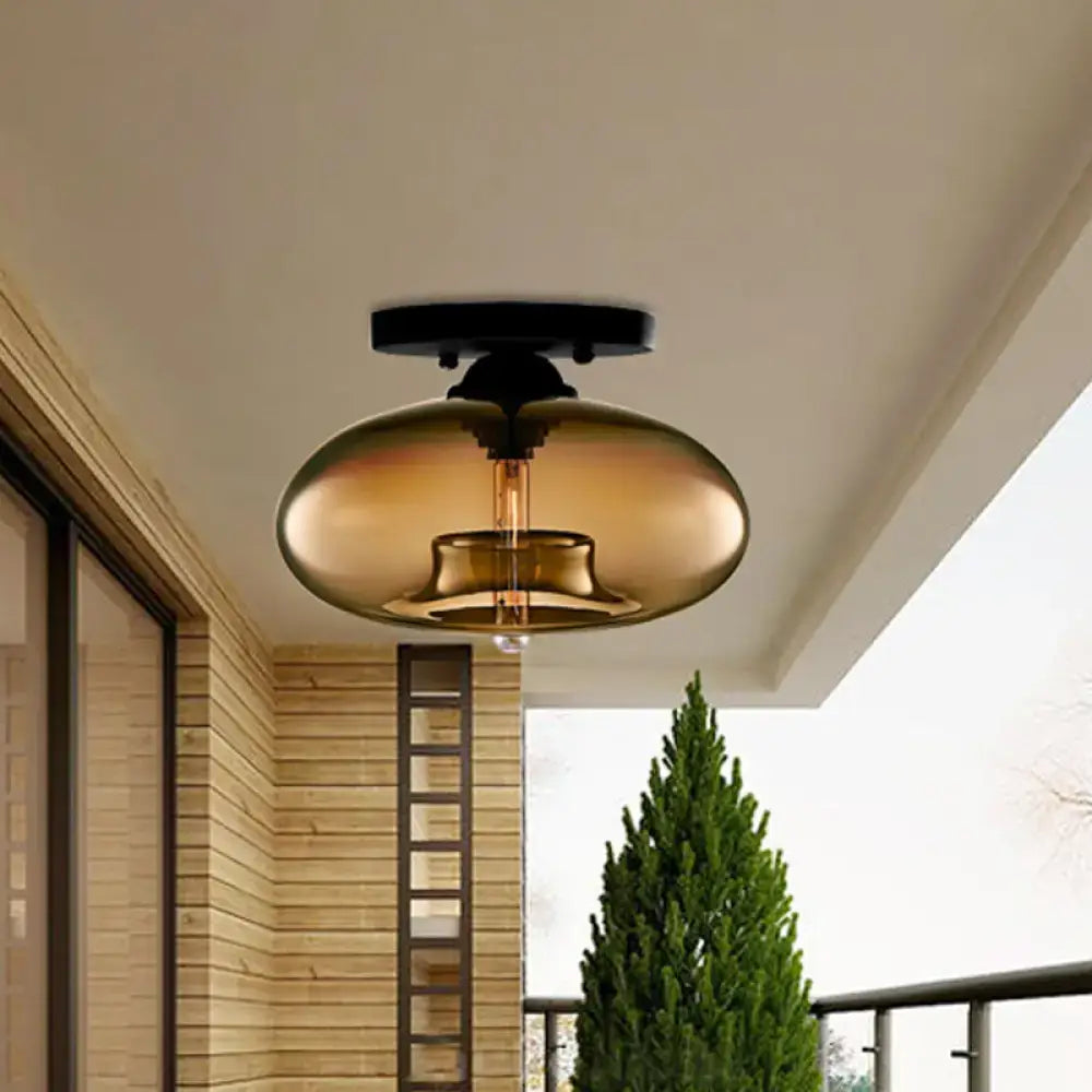 Glass Oval Flush Mount light with amber glass by Decorbites, ceiling fixture on Tampa Home & Garden Store
